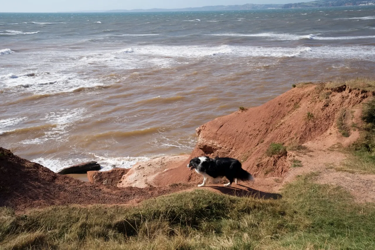 The dusty red coast line that traces the southern end of the British Isles.