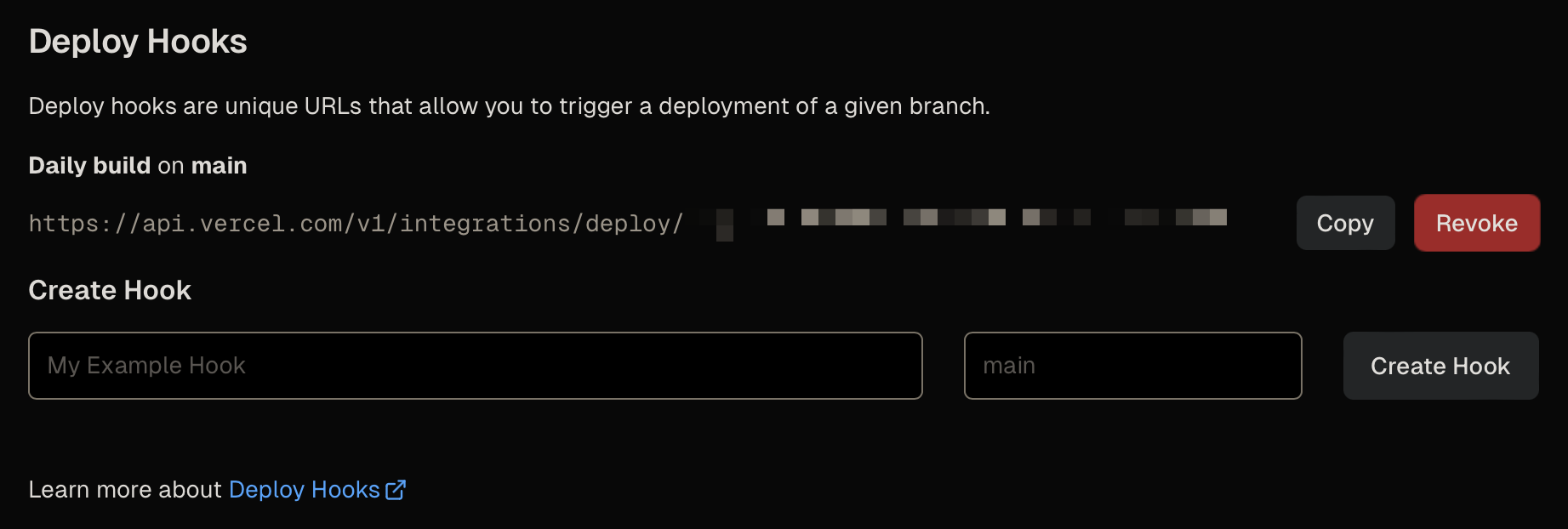 Vercel deploy hooks