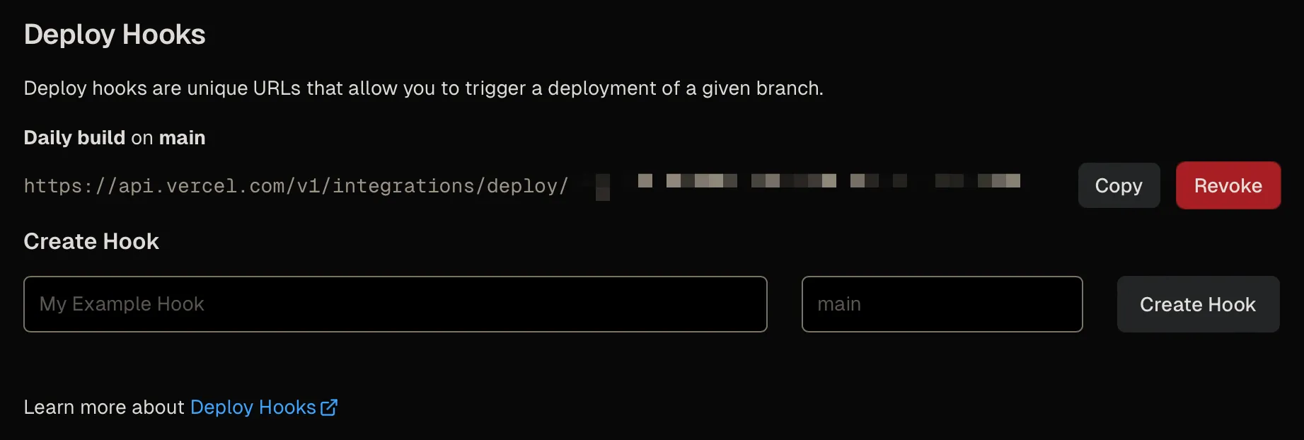 Vercel deploy hooks